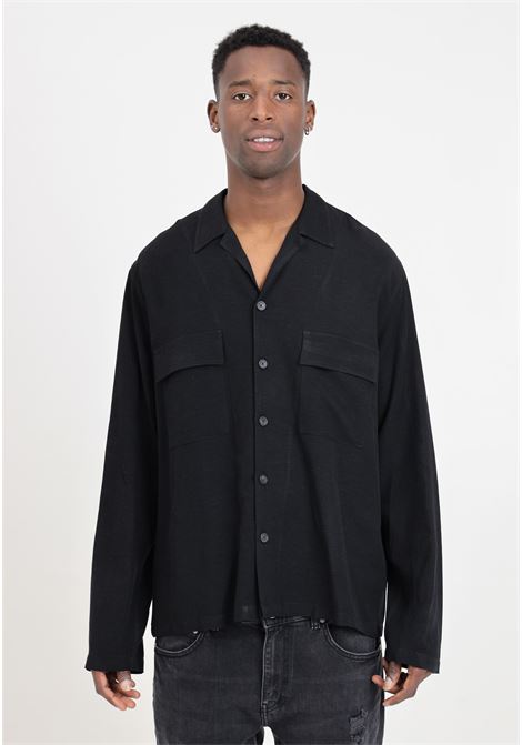 Black men's shirt with pockets on the front IM BRIAN | CA2899009